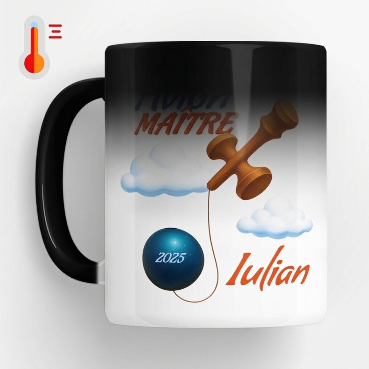 Tasse thermosensible personnalisée avec texte - Airplane Master