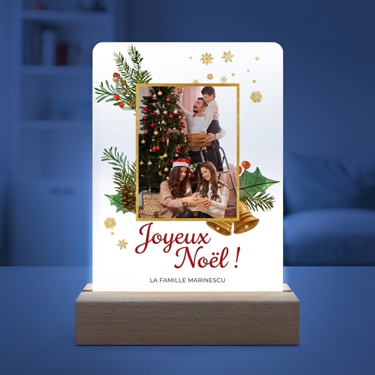Lampe de veille LED personnalisée avec une photo et un texte - Glitter Frame