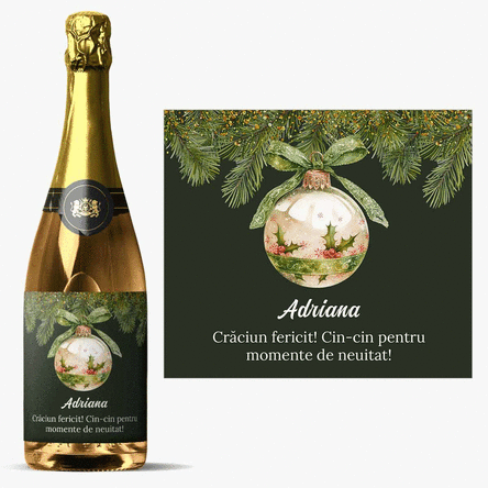 Vin mousseux personnalisé avec un message - Boule de Noël