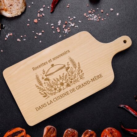 Planche à découper personnalisée avec inscription - Recettes et souvenirs