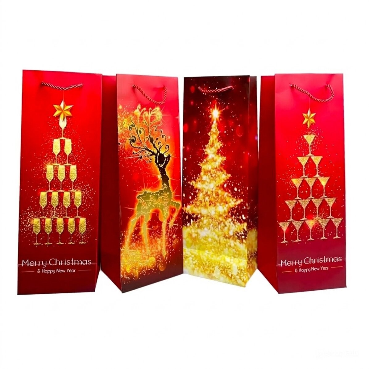 Sachet cadeau pour bouteille - Noël