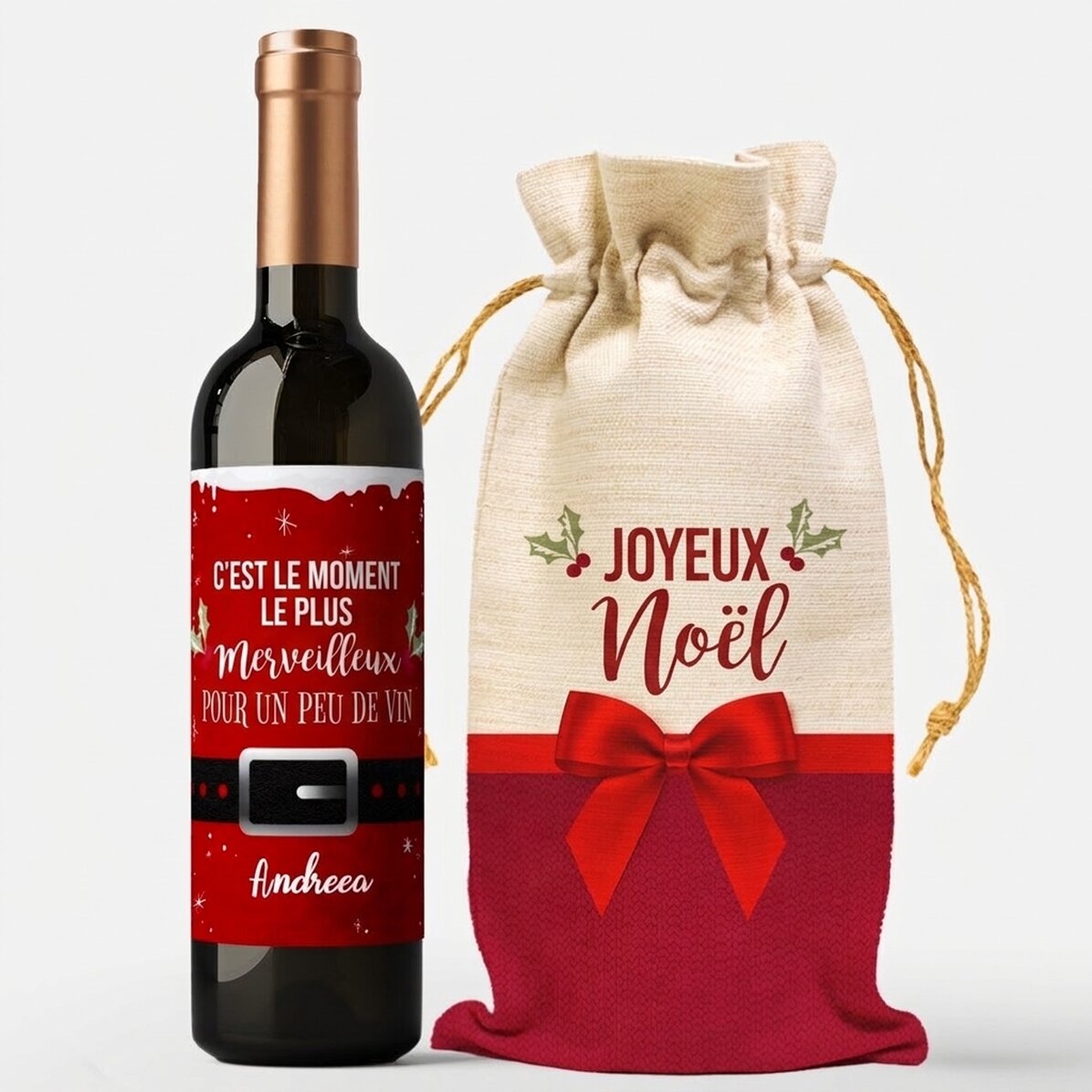 Coffret cadeau avec vin personnalisé - Wonderful time