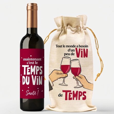 Coffret cadeau comprenant une bouteille et un sac à vin - Wine o'clock
