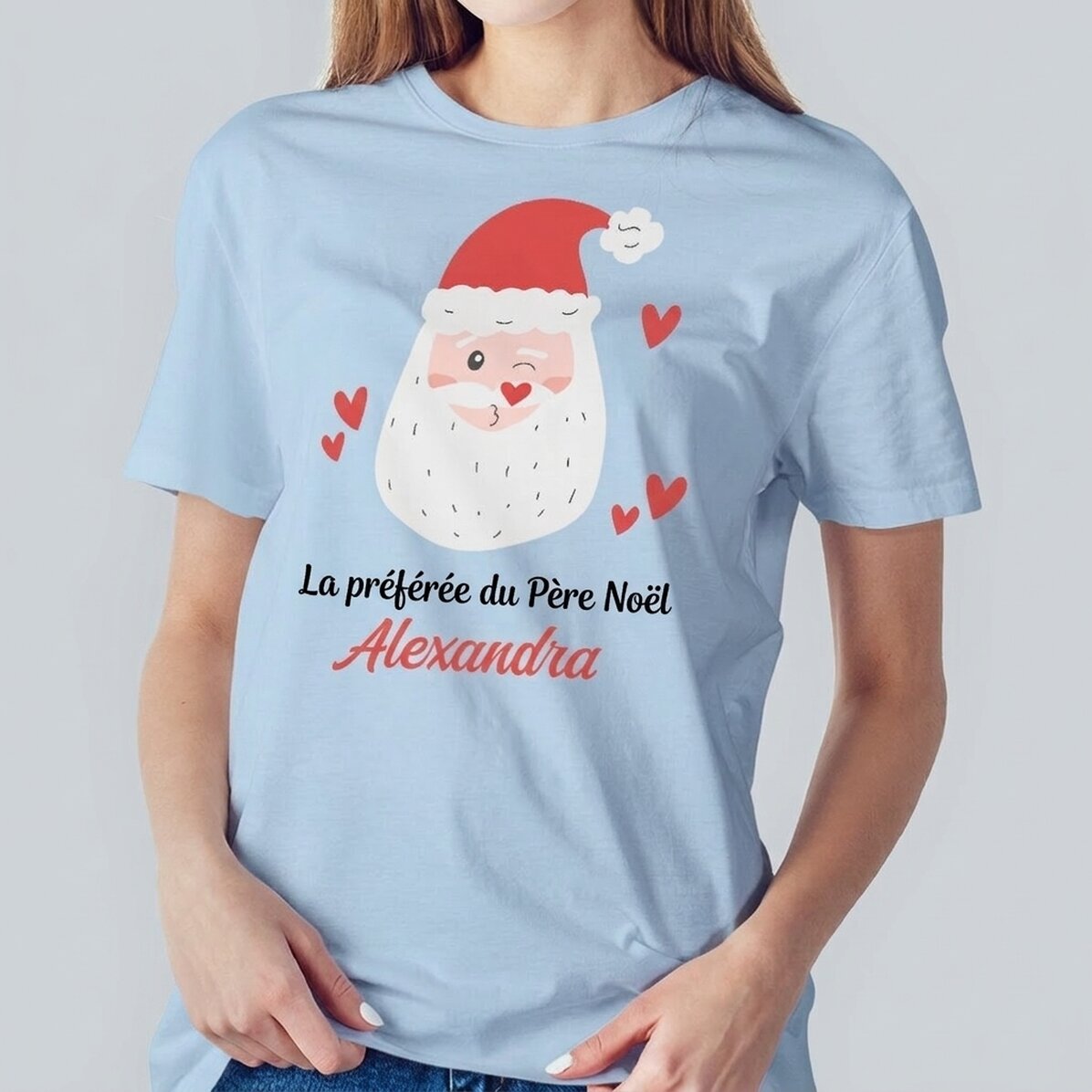 T-shirt en coton personnalisé avec inscription - « Santa