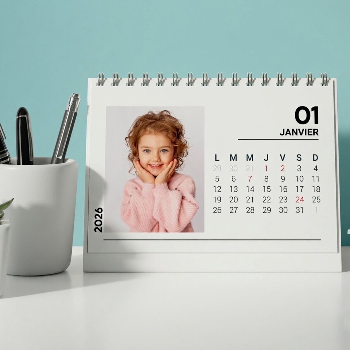 Calendrier de bureau personnalisé avec des photos
