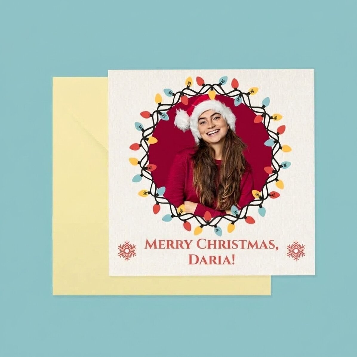 Carte carrée personnalisée avec un message et une photo - Noël