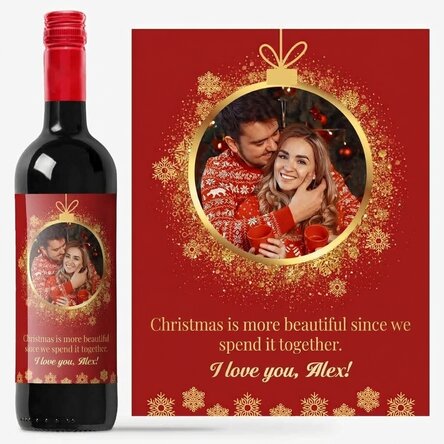 Vin personnalisé avec photo et texte - Noël