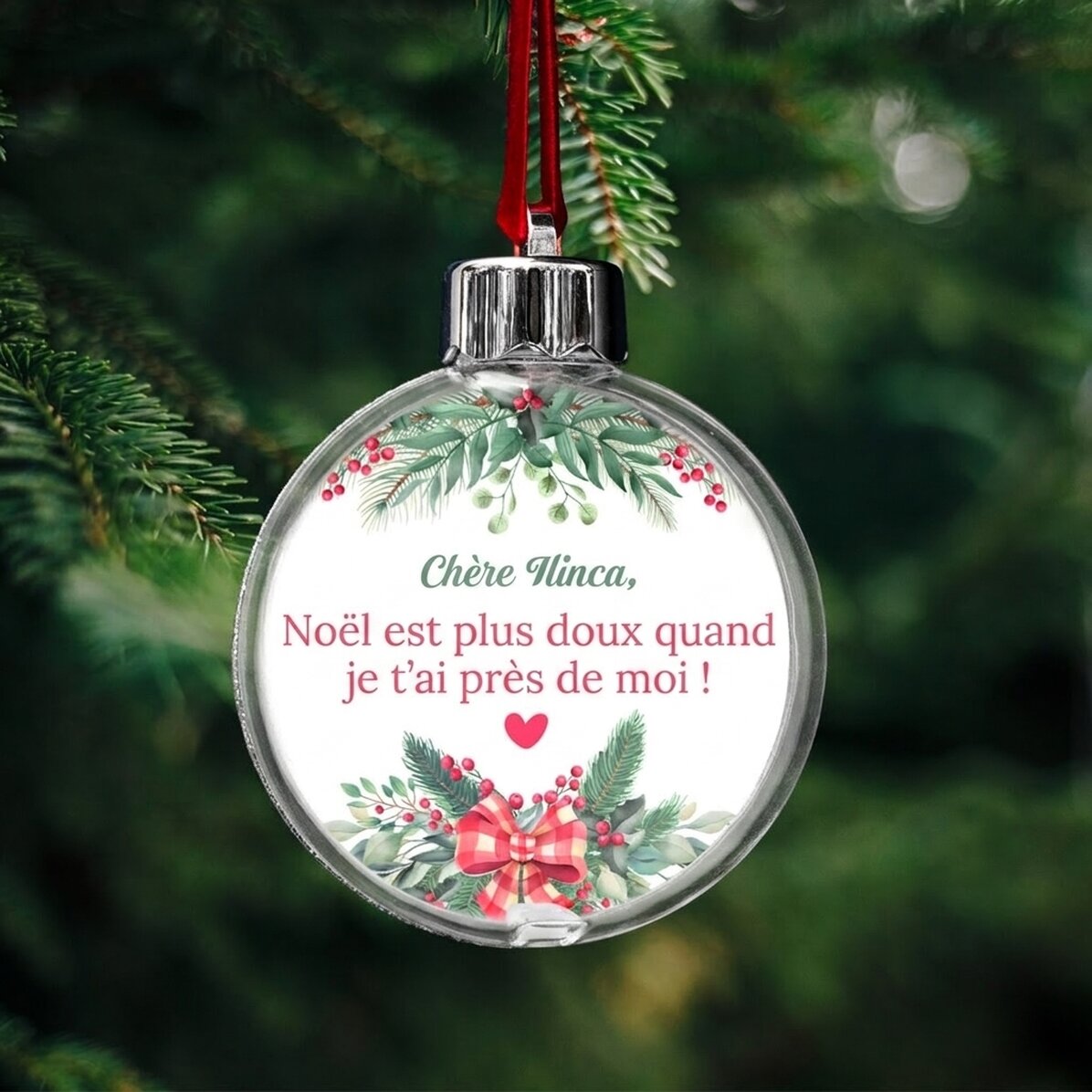 Boule de Noël personnalisée avec message - Noël