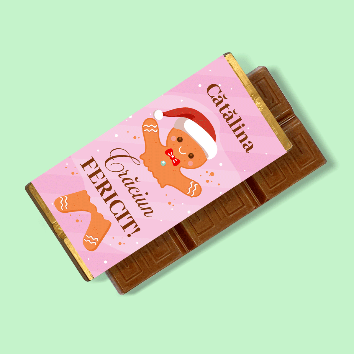 Mini-tablette de chocolat personnalisée avec un message - Gingerbread