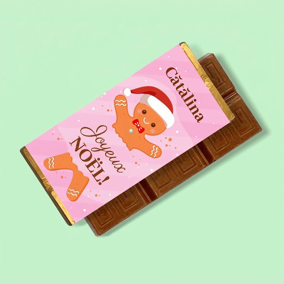 Mini-tablette de chocolat personnalisée avec un message - Gingerbread