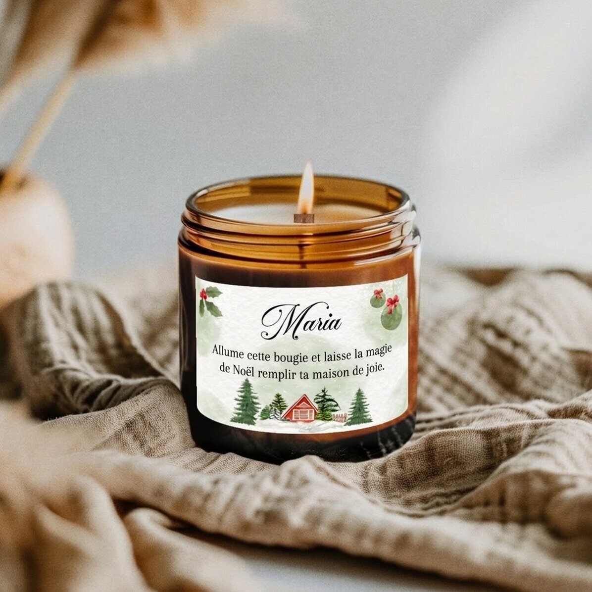 Petite bougie parfumée personnalisée avec un texte - Winter