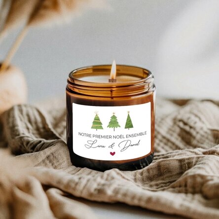 Petite bougie parfumée personnalisée avec inscription - Premier Noël