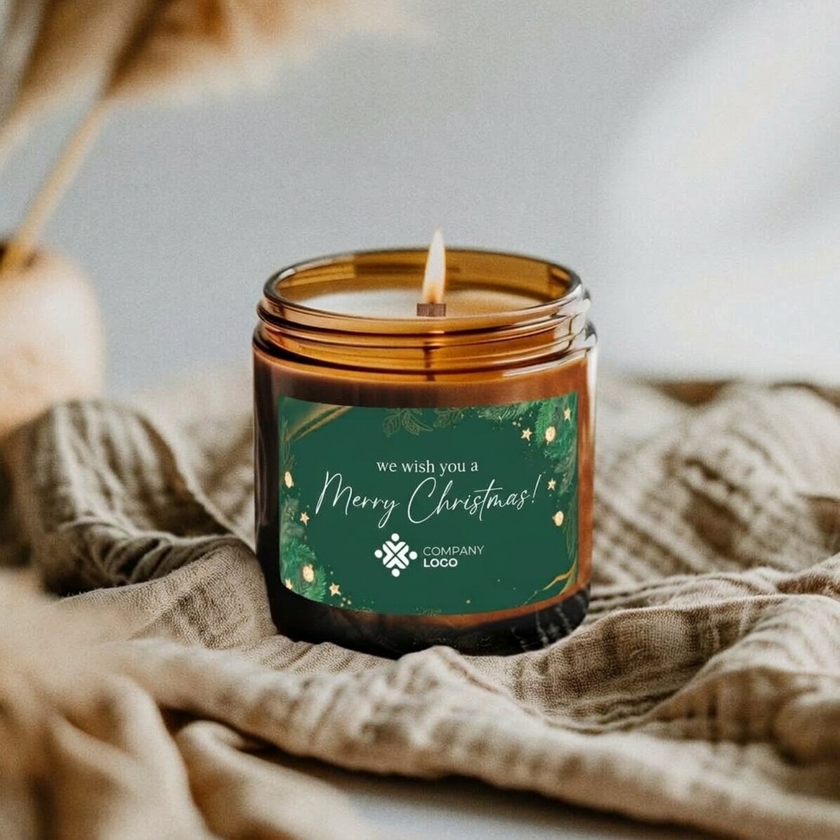Petite bougie parfumée personnalisée avec logo et texte - Noël