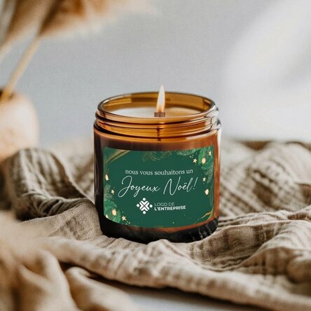 Petite bougie parfumée personnalisée avec logo et texte - Noël
