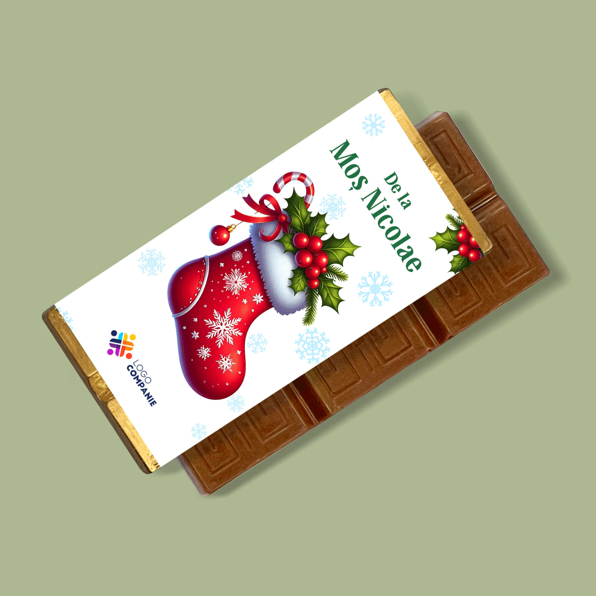 Mini-tablette de chocolat personnalisée avec logo et message - Saint-Nicolas
