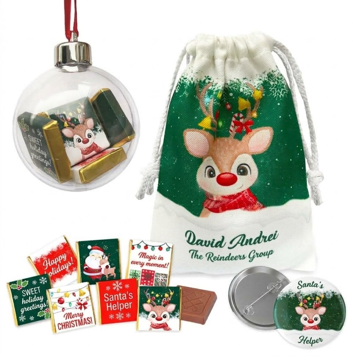Coffret cadeau avec petit sac personnalisé - Ren