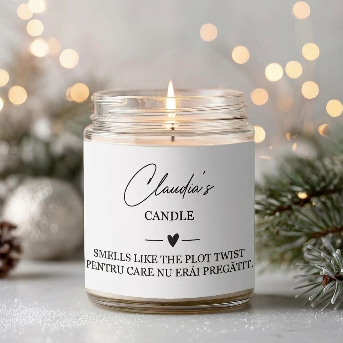 Grande bougie parfumée personnalisée avec un texte - Smells like