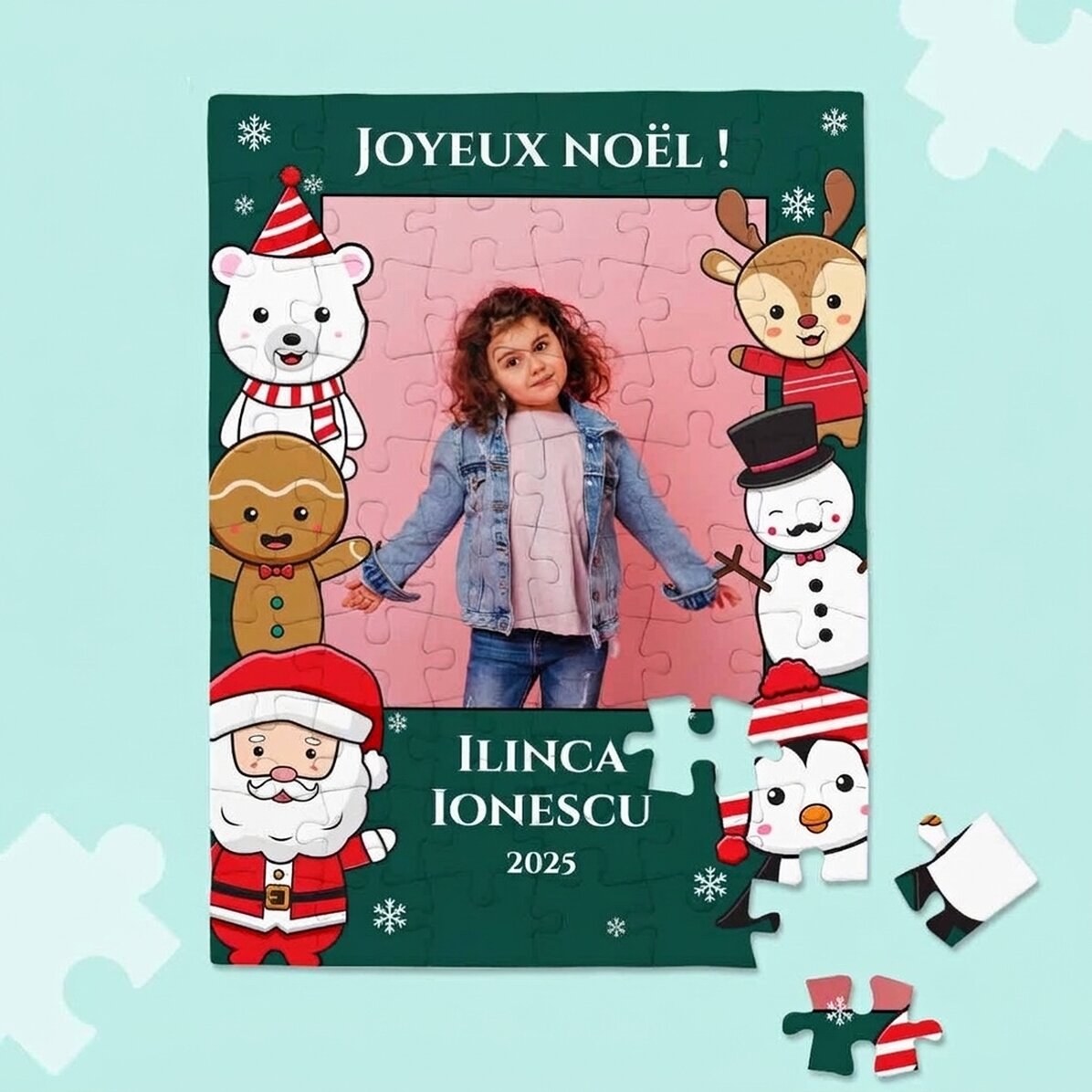 Puzzle personnalisé avec une photo et un message - Noël