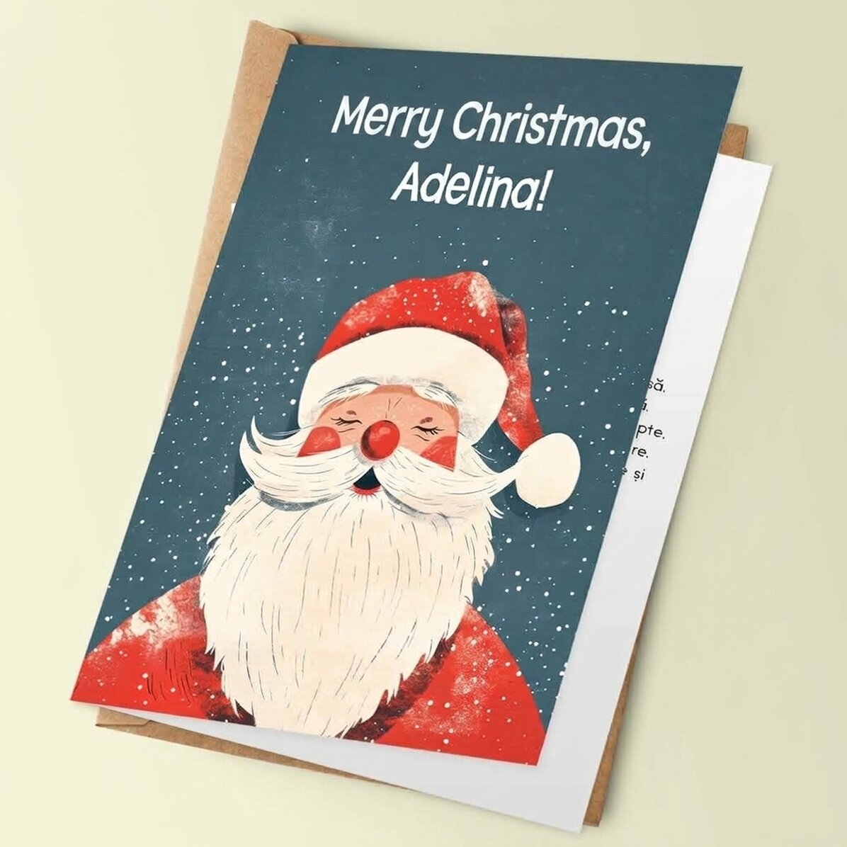 Carte de vœux personnalisée avec un message de Noël - Vintage Santa
