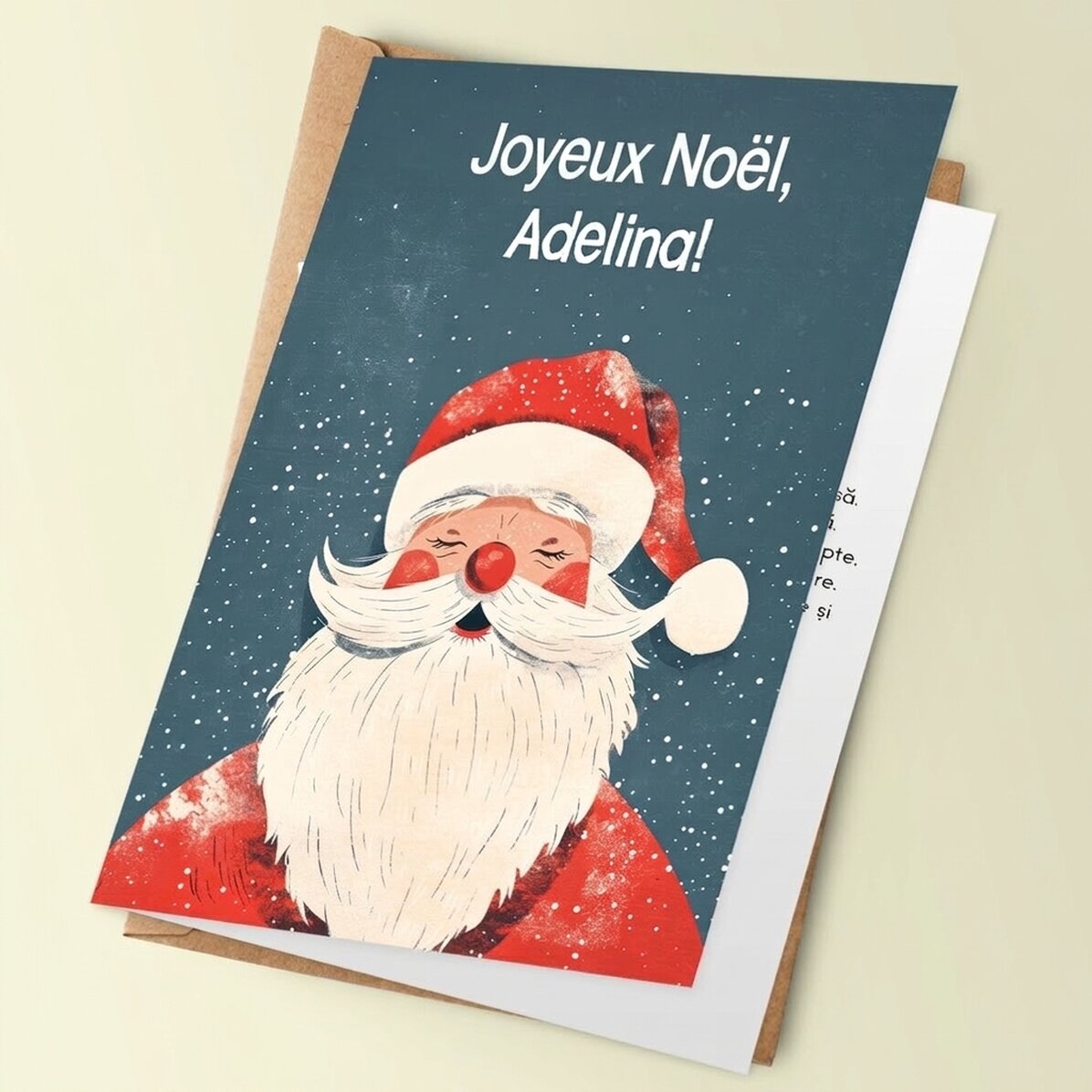 Carte de vœux personnalisée avec un message de Noël - Vintage Santa