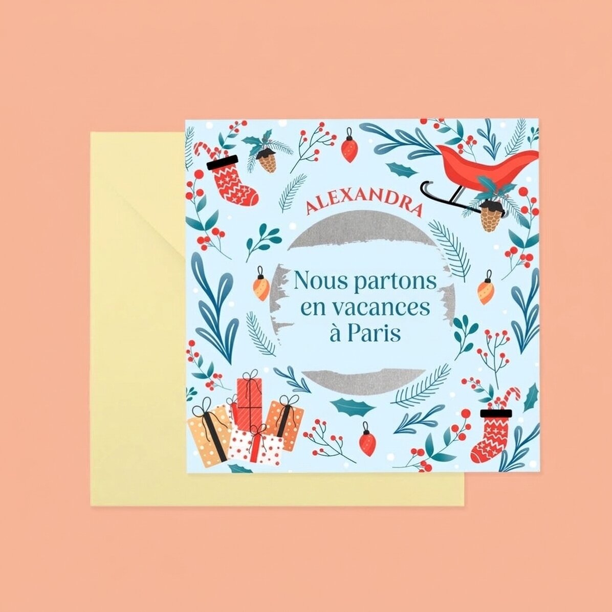 Carte à gratter personnalisée avec message - Noël