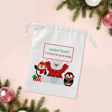 Petit sac cadeau personnalisé avec un message - Noël