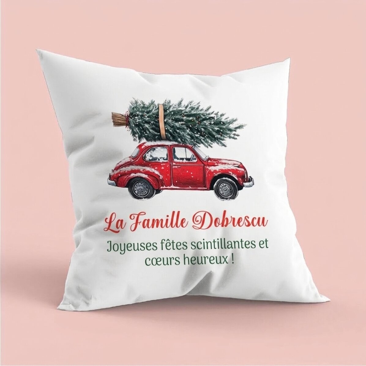 Coussin personnalisé avec message - Noël vintage