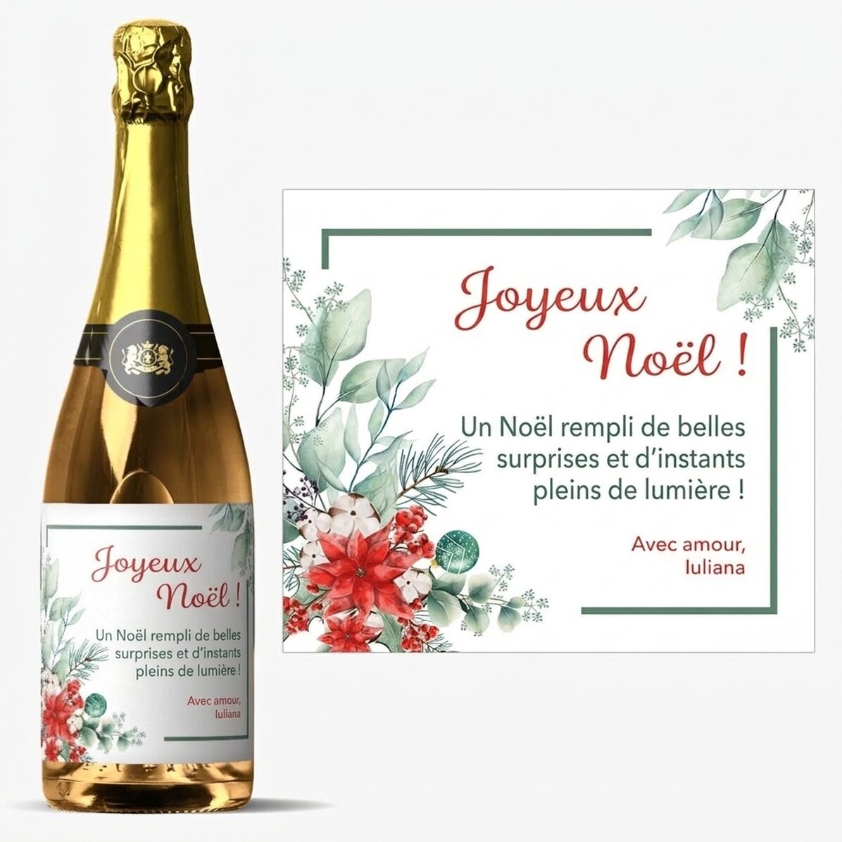 Vin mousseux personnalisé avec un message - Noël