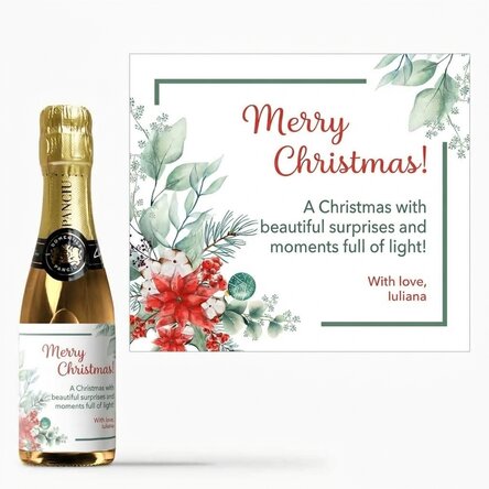 Mini-bouteille de vin mousseux personnalisée avec un message - Noël