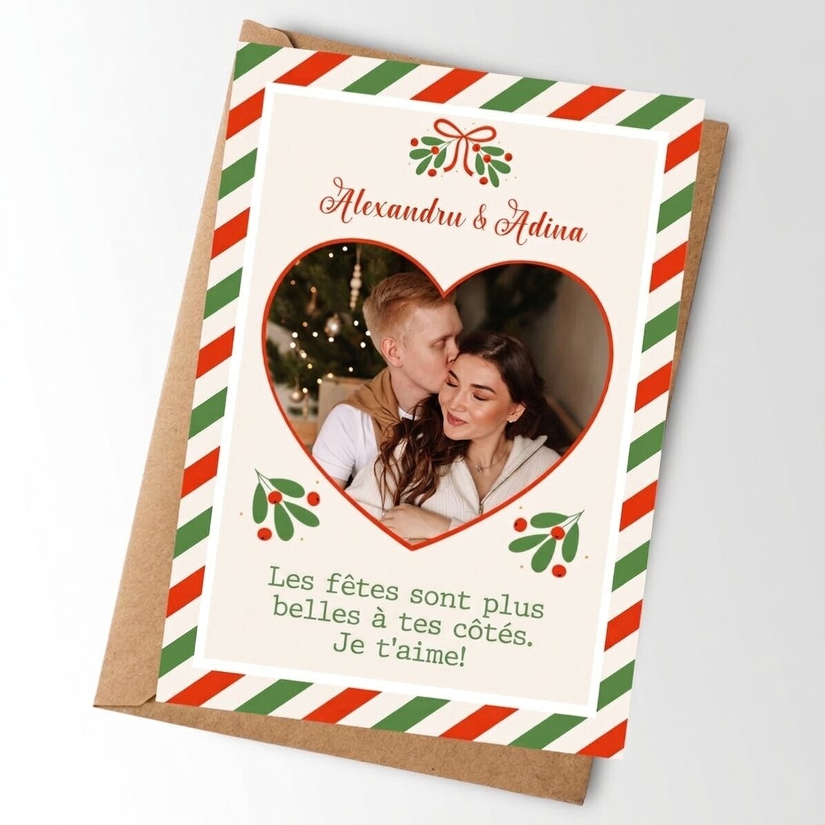 Carte personnalisée avec photo et message - Noël