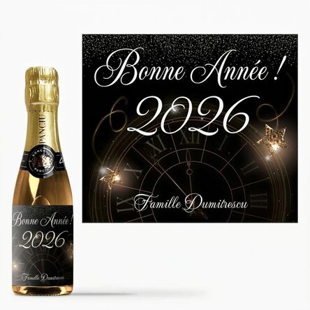 Mini-bouteille de vin mousseux personnalisée avec un message - Nouvel An