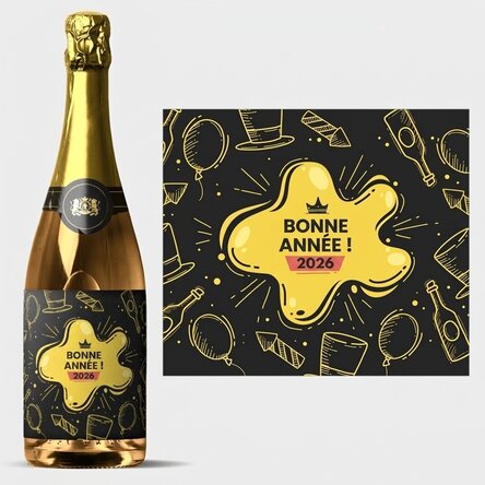 Vin mousseux personnalisé avec un message - Fête du Nouvel An