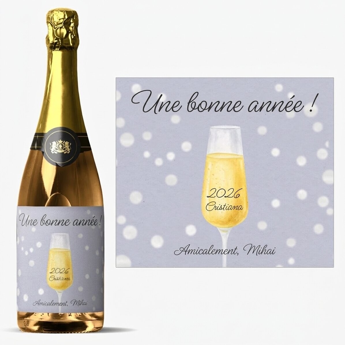 Vin mousseux personnalisé avec un message - Champagne Glass