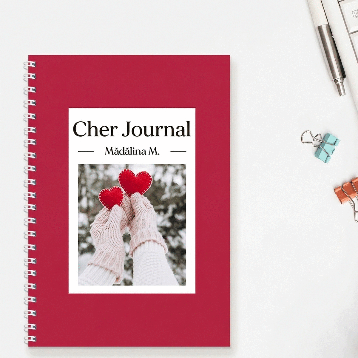 Carnet personnalisé avec un texte et une photo