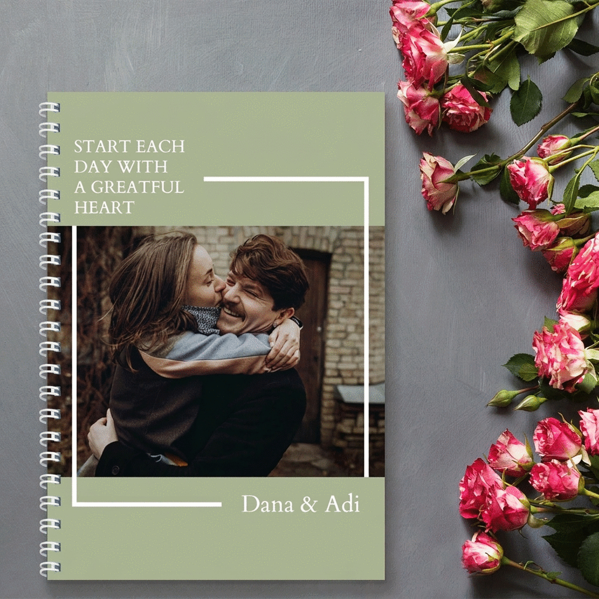 Carnet personnalisé avec un message et une photo