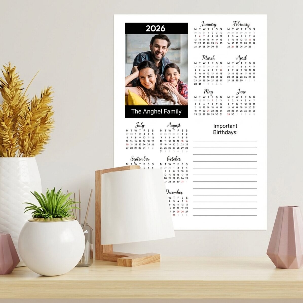 Affiche-calendrier personnalisée avec une photo et un message - Notite
