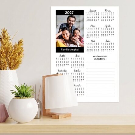 Affiche-calendrier personnalisée avec une photo et un message - Notite