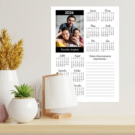 Affiche-calendrier personnalisée avec une photo et un message - Notite