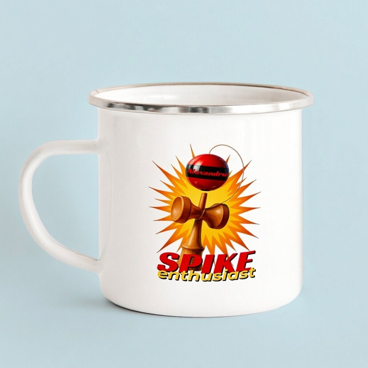 Tasse en métal émaillée personnalisée pour enfants - Spike Enthusiast