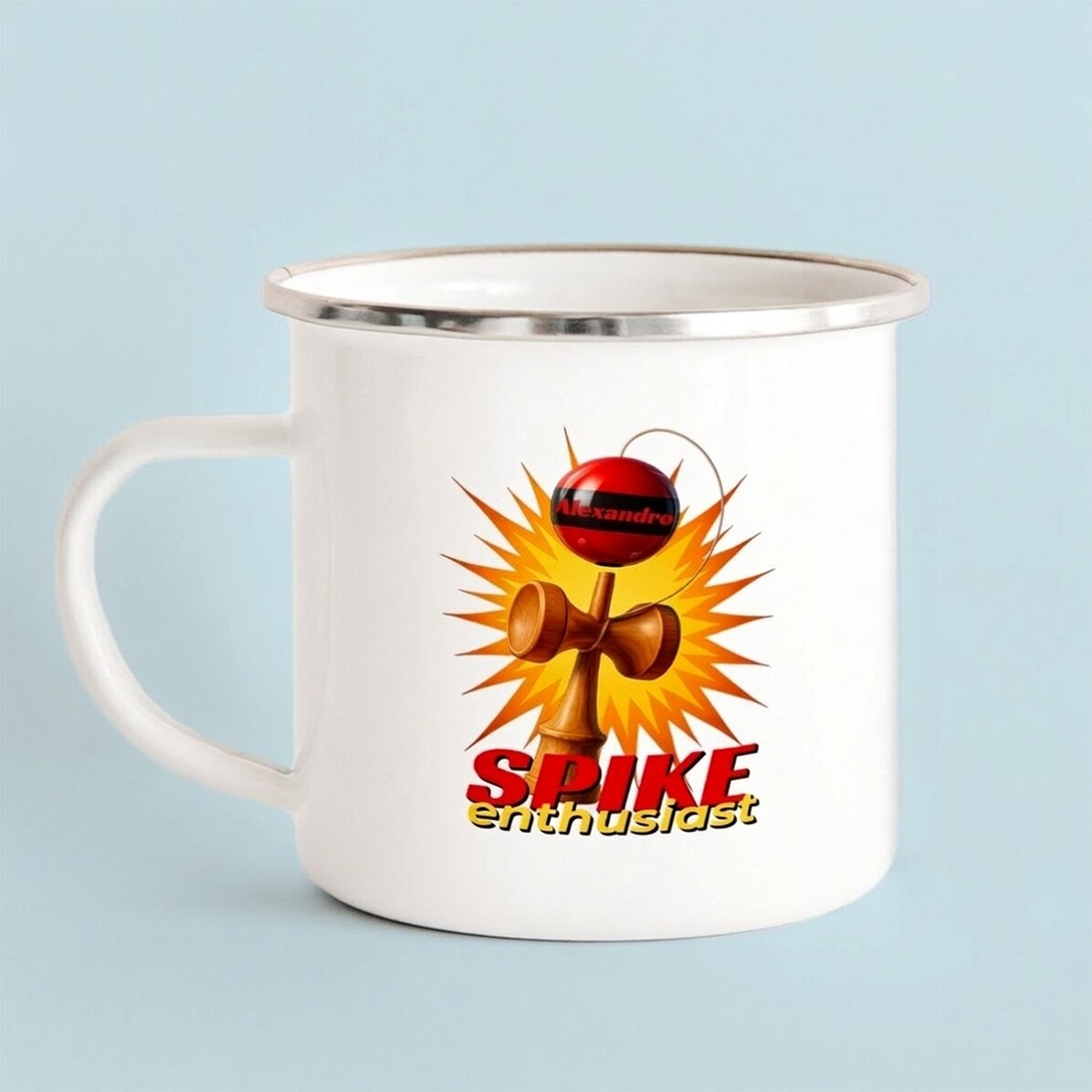Tasse en métal émaillée personnalisée pour enfants - Spike Enthusiast