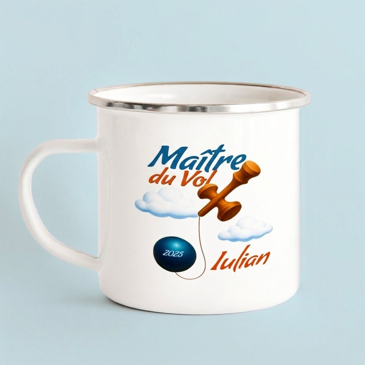 Tasse en métal émaillée personnalisée pour enfants - Airplane Master