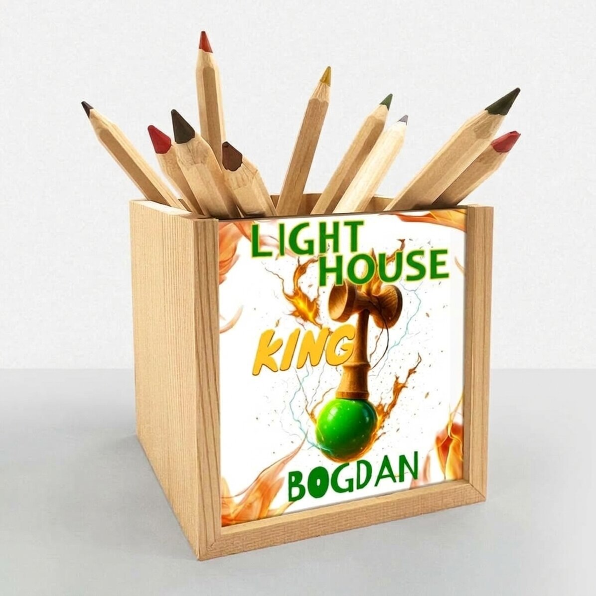 Porte-crayons personnalisé avec inscription - Lighthouse King