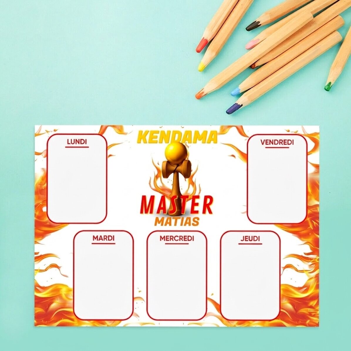 Emploi du temps personnalisé avec texte - Kendama Master