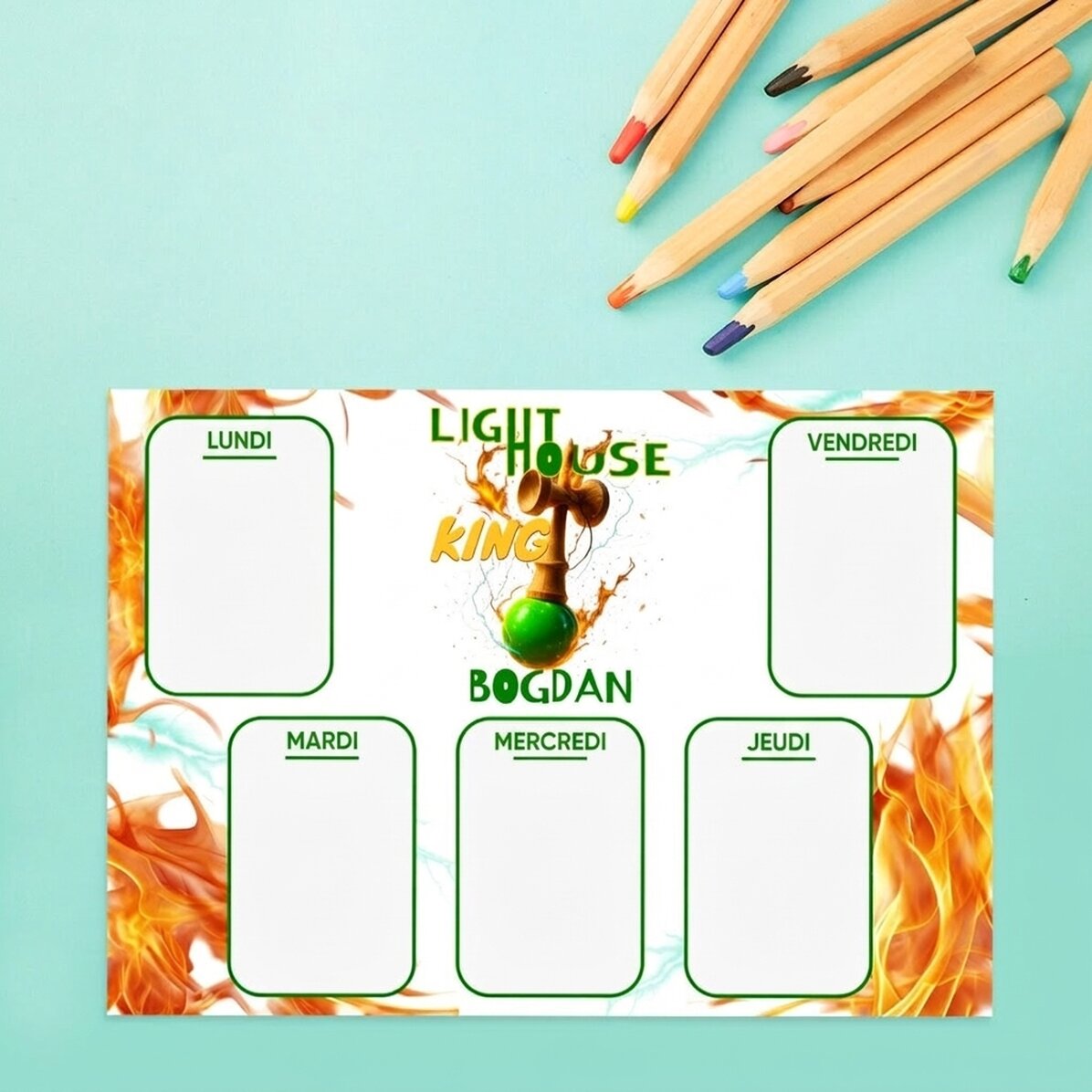 Horaires personnalisés avec texte - Lighthouse King