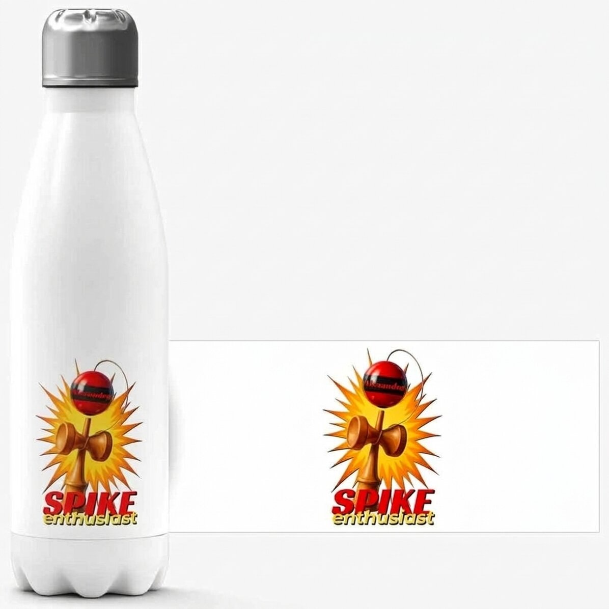 Thermos à base blanche personnalisé avec un texte - Spike Enthusiast