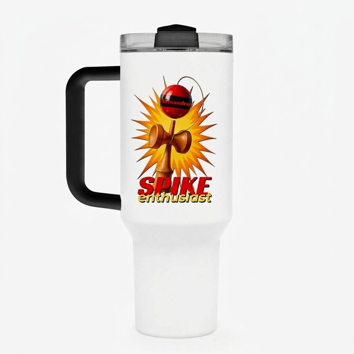 Tasse isotherme avec poignée et paille, personnalisée avec un prénom - Spike Enthusiast