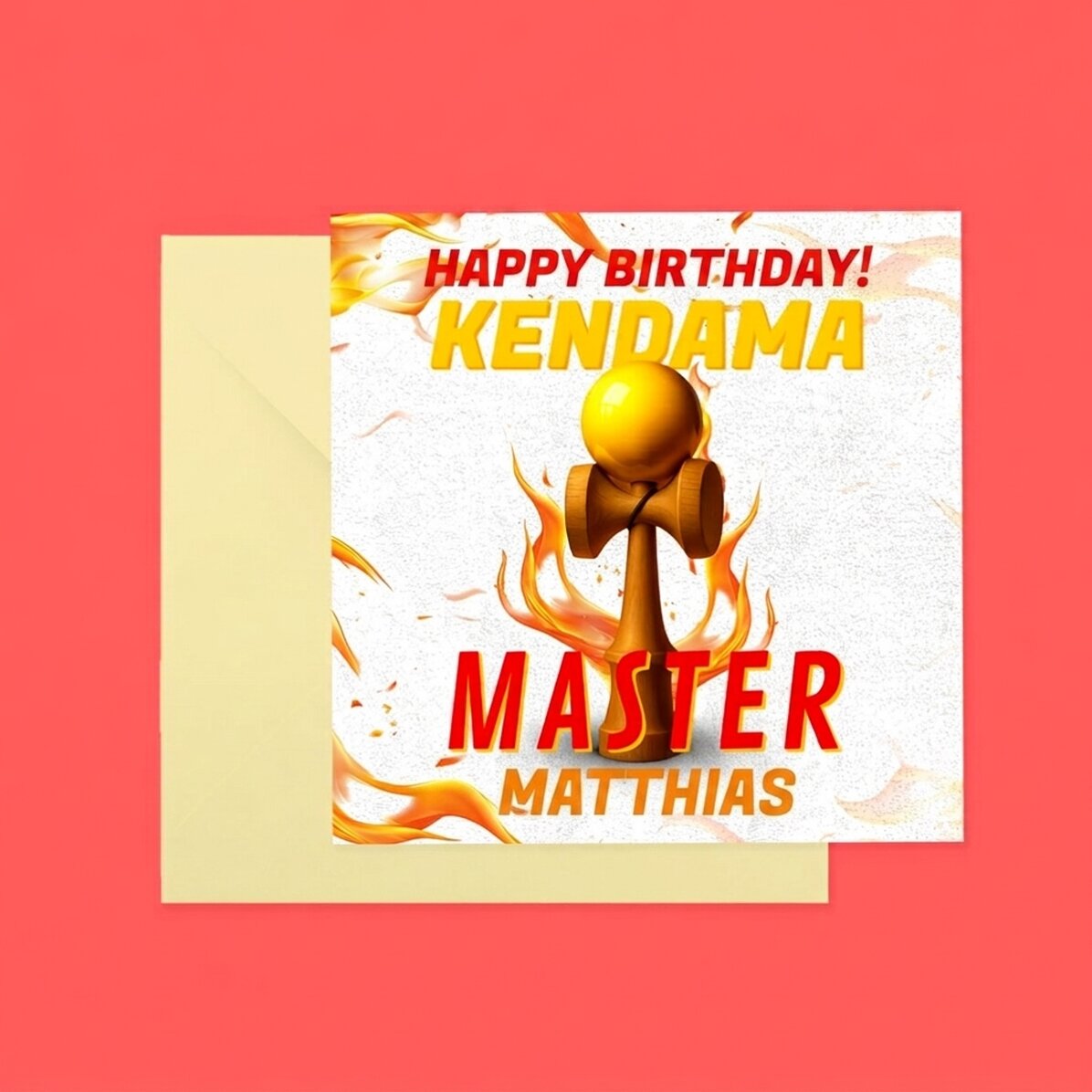 Carte carrée personnalisée avec texte - Kendama Master
