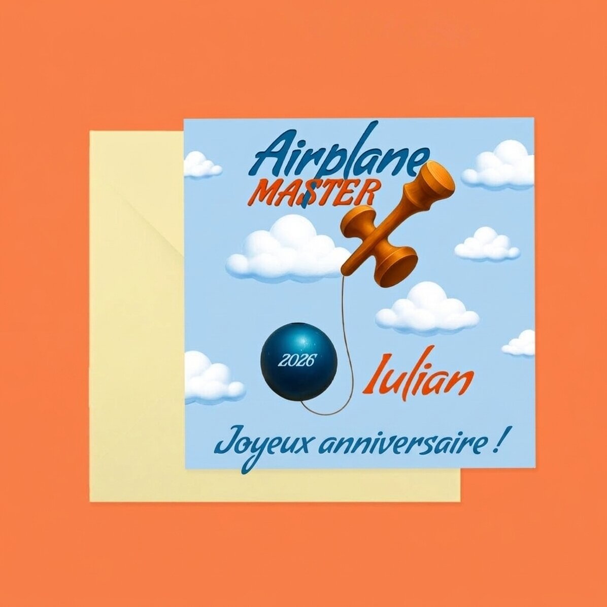 Carte carrée personnalisée avec texte - Airplane Master