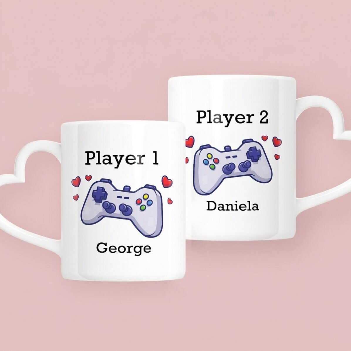 Tasses pour couple personnalisées avec un texte - Level up