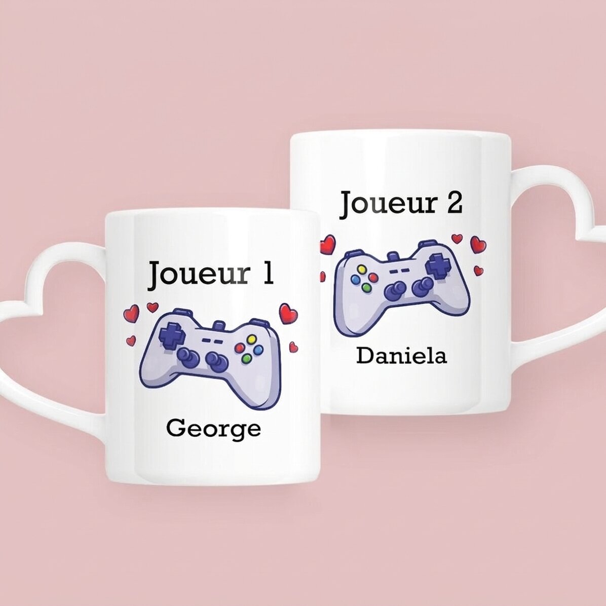 Tasses pour couple personnalisées avec un texte - Level up